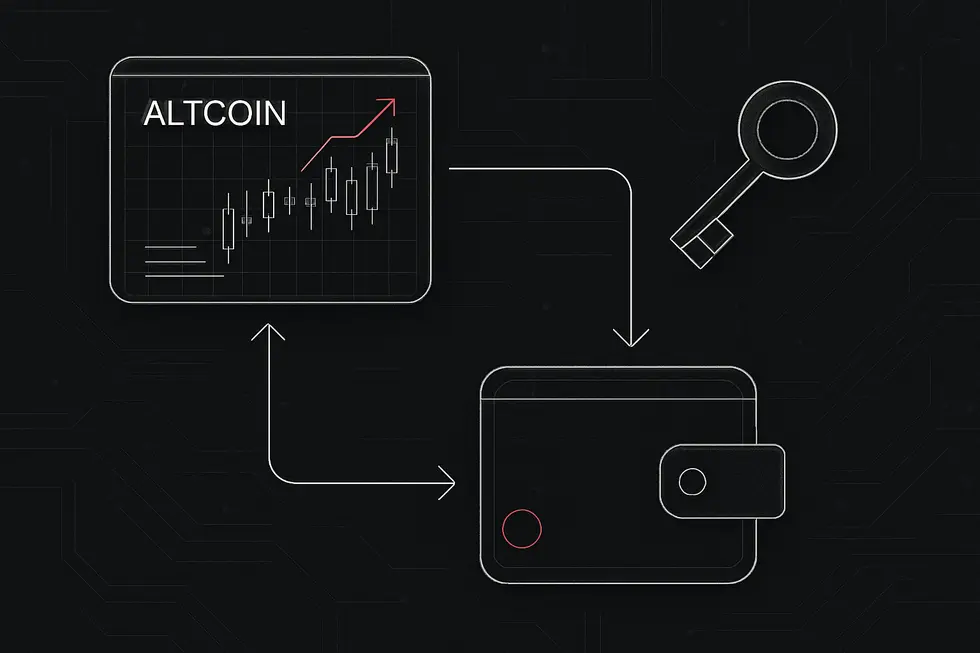 Bitcoin ve pop&uuml;ler altcoinlerin bir arada g&ouml;sterildiği bağlantılı şema.