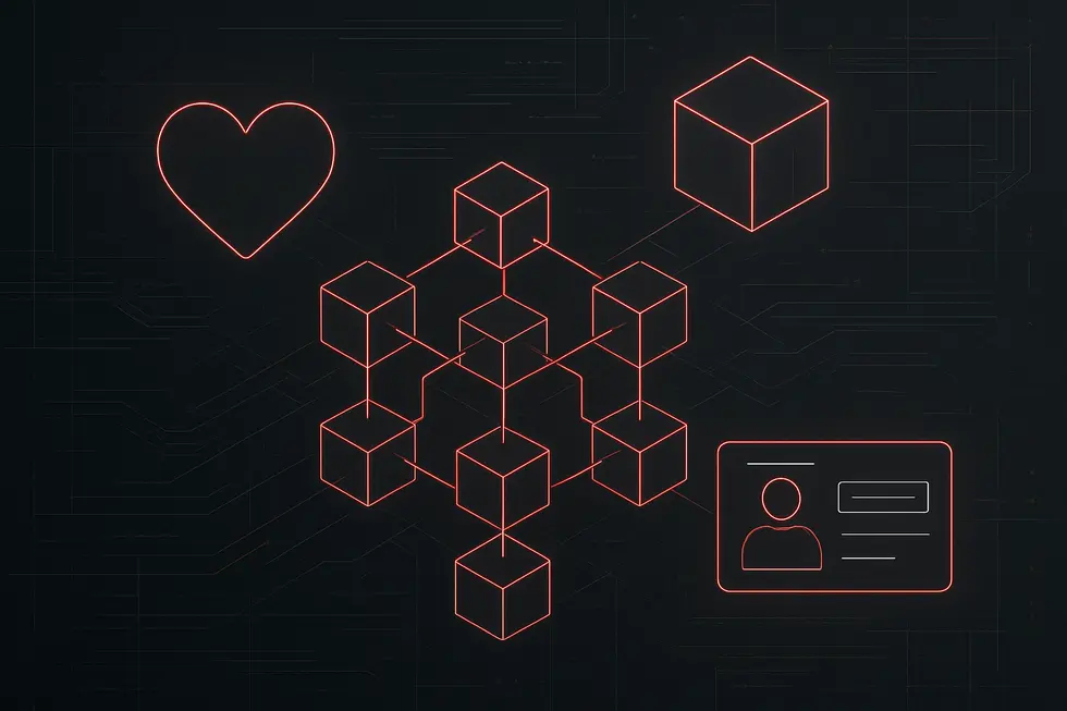 Bloklardan oluşan merkeziyetsiz blockchain yapısının g&ouml;rsel temsili.