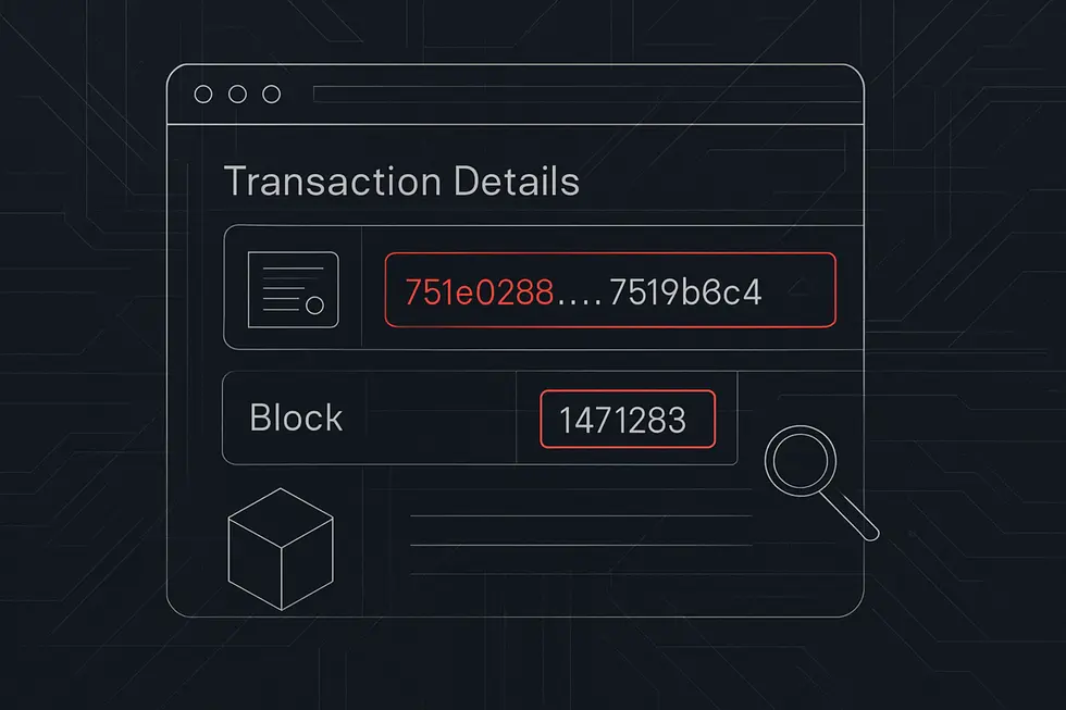 Bir blockchain tarayıcısı aray&uuml;z&uuml;n&uuml;n temel &ouml;ğeleri.