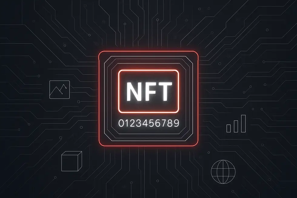 NFT’nin dijital varlıklar üzerindeki benzersizliğini gösteren bir görsel.