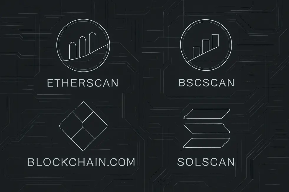 Bir blockchain tarayıcısı aray&uuml;z&uuml;n&uuml;n temel &ouml;ğeleri.
