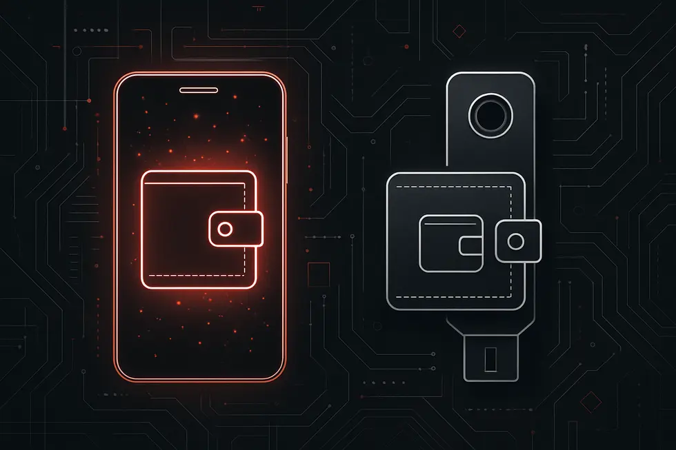 Bir kripto cüzdan arayüzü ve dijital varlık simgeleri.