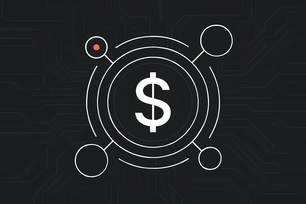 Stablecoin&rsquo;in değer istikrarını simgeleyen teknik bir diyagram.