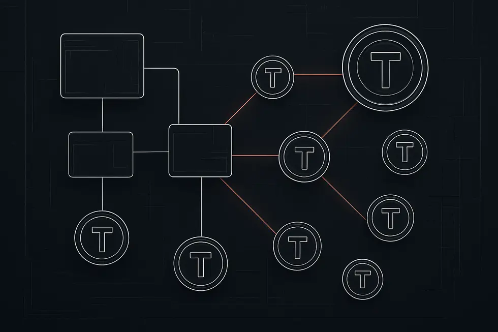 Tokenomik kavramlarını g&ouml;rselleştiren minimalist bir şema.